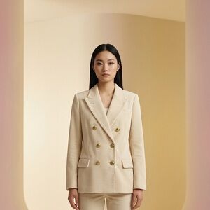 Rowing Blazers Cream Double-Breasted Corduroy Blazer